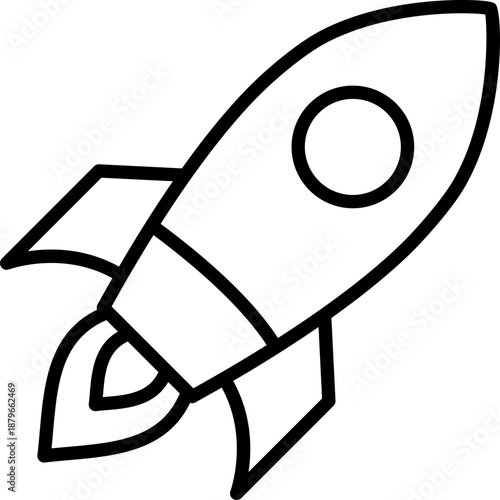 Black rocket icon - outline