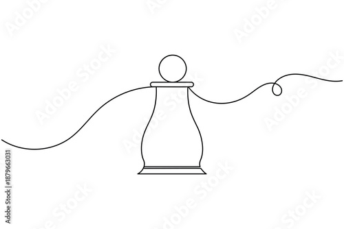 Strategy chess icon continuous one line drawing  on white background minimalist pawn progression business growth and scaling symbol outline vector illustration