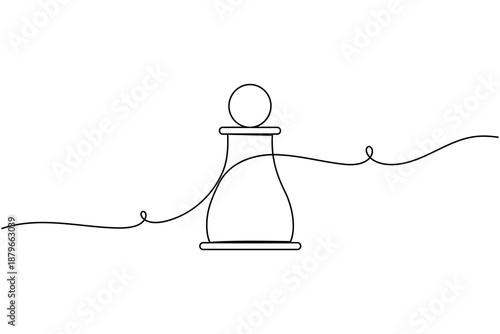 Strategy chess icon continuous one line drawing  on white background minimalist pawn progression business growth and scaling symbol outline vector illustration