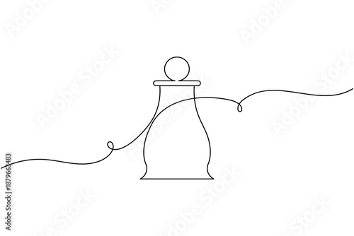 Strategy chess icon continuous one line drawing  on white background minimalist pawn progression business growth and scaling symbol outline vector illustration
