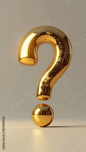 Golden Question Mark Symbol on a Neutral Background, Representing Inquiry and Uncertainty.