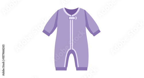 Purple sleep romper for infants, isolated on white background, showcasing cozy design and soft fabric, perfect for bedtime comfort