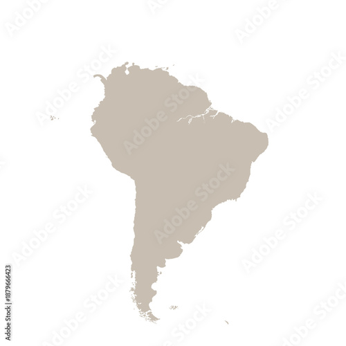 Map of South America, sign silhouette. World Map Globe. Vector Illustration isolated on transparent background. Latin American continent.