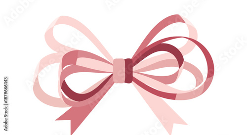 Elegant pink bow with intricate details isolated on a white background, showcasing a graceful back view with soft shadows
