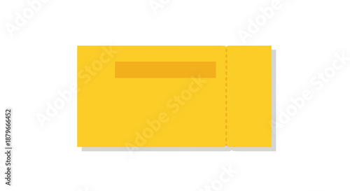 Bright yellow sticky ticket isolated on a crisp white background with perforated edge and simple rectangular design