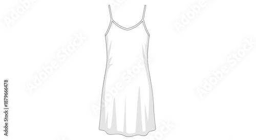 Elegant white cotton slip dress isolated on a plain background, showcasing minimalist design with delicate straps and soft fabric texture