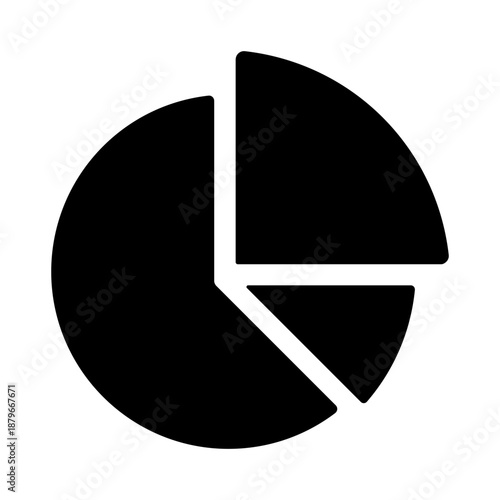 Business Analytics Pie Chart Icon - Black Vector Silhouette for Market Share and Data Distribution