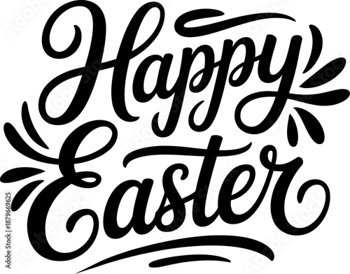 Happy Easter Hand drawn calligraphy and brush pen lettering. Vector Illustration holiday greeting card , banner, t-shirt print, flyer, poster design.