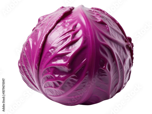 Close-up shot of a purple cabbage on a white background, great for food or cooking illustrations