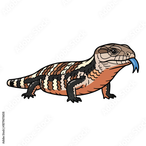Colorful Cartoon Style Lizard Illustration with Blue Tongue