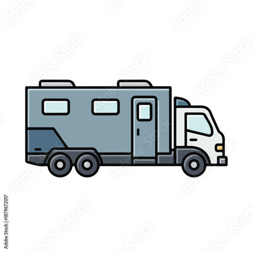 Simple Line Art Illustration of a Motorhome Vehicle
