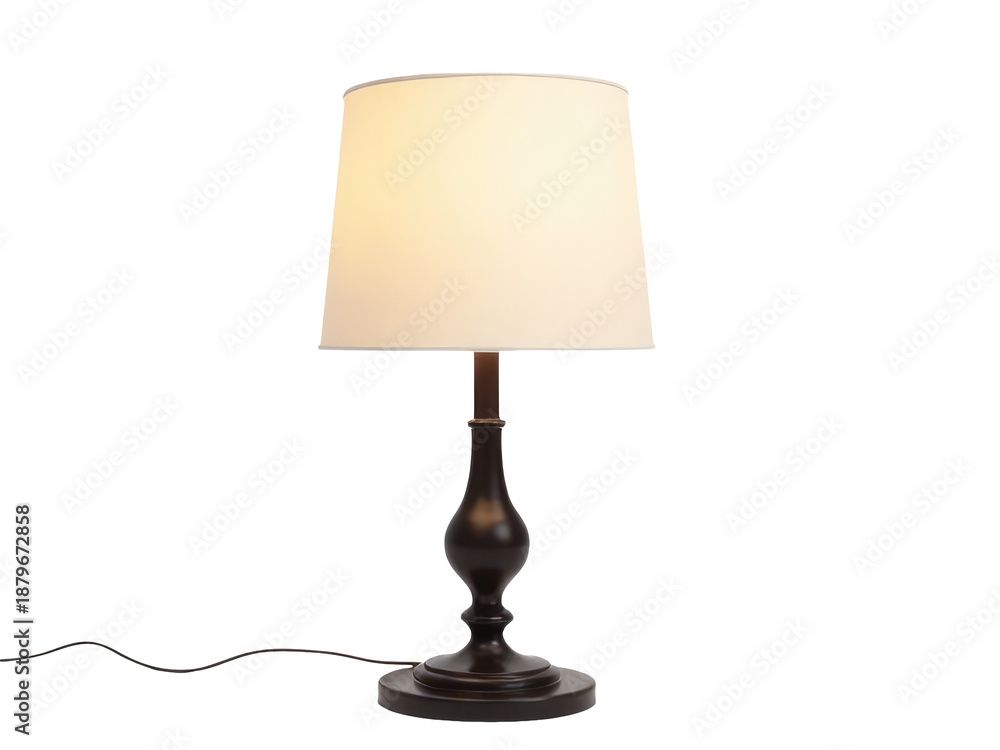 Obraz premium A table lamp with a white shade, perfect for home or office use