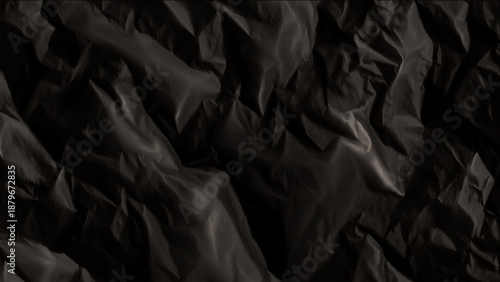 Crumpled paper texture in dark gray tones