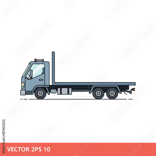 Flatbed Truck Illustration on White Background