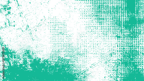 Grungy turquoise texture with white spots and dots  abstract background design element