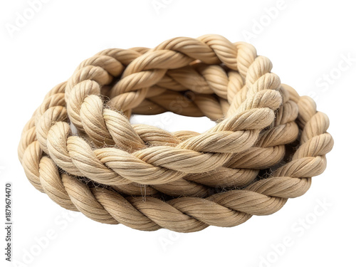 A coil of rope on a white background, useful for decoration or illustration © Ева Поликарпова