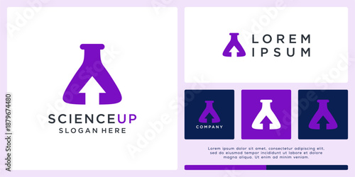 Science up logo design with negative arrow.