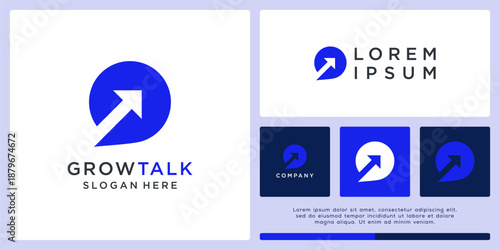 grow talk logo design with arrow.