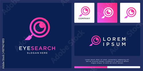 Eye search logo design with magnifying.