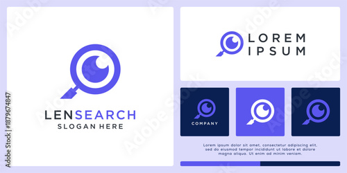 Lens search logo design template.
