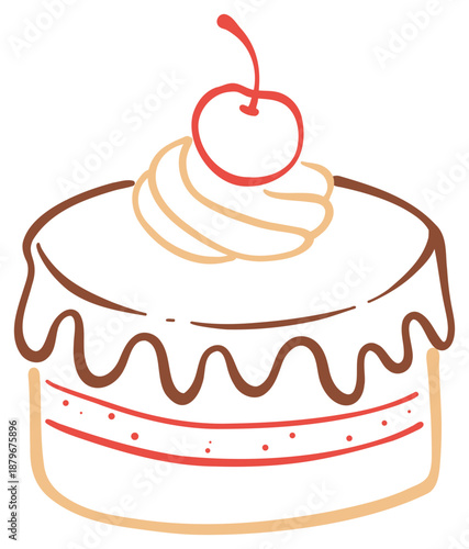 Illustration of Cherry Topped Cake
