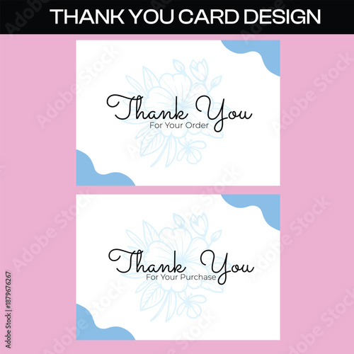 Blue Floral Thank You for Your Order Card for Handmade Products Packaging