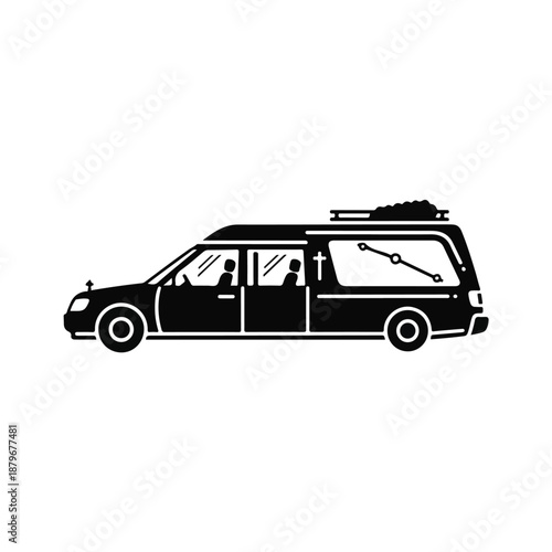 Black Vector Illustration of a Station Wagon on White Background