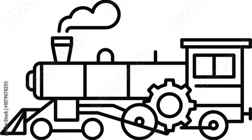 Vintage Steam Train Locomotive Vector Icon