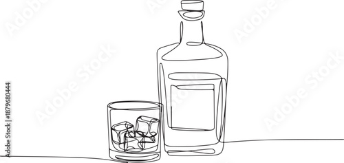 Minimalist Alcohol Drink with Ice Illustration