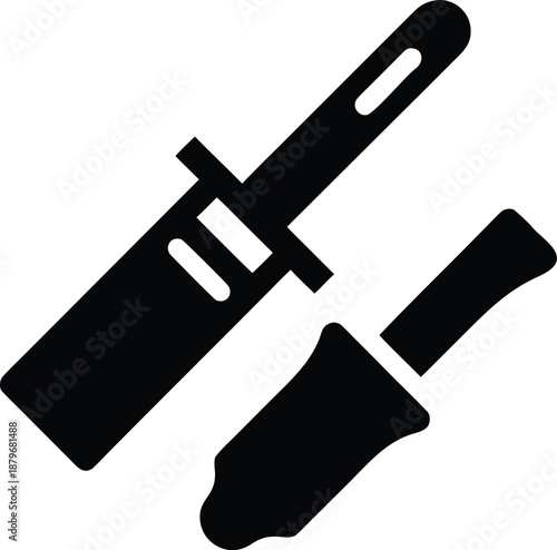 chinese seal carving chisel silhouette vector illustration on transparent background