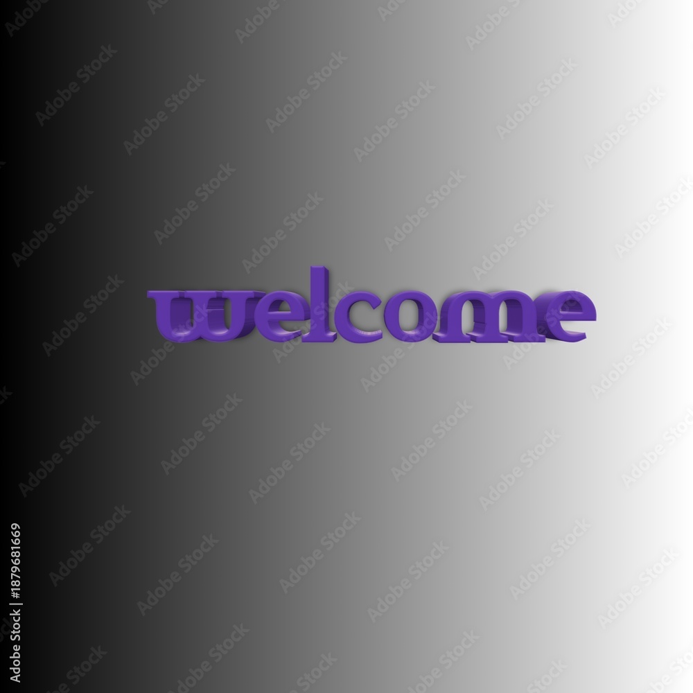 Obraz premium welcome, welcome, purple text, gradient background, 3D effect, use of commas for keywords are acceptable&nbsp;