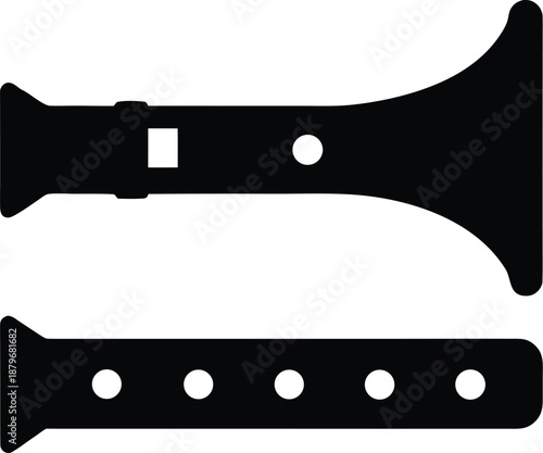 bulgarian kaval flute silhouette vector illustration on transparent background