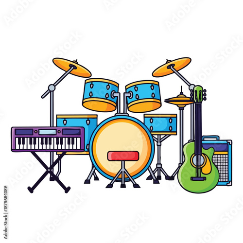 Colorful Cartoon Music Instruments