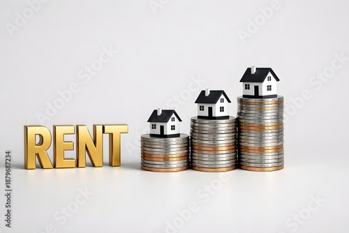 Rising rental cost illustration showing housing prices and investment growth
