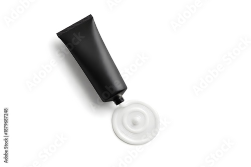 Skincare lotion texture with modern matte tube packaging mockup isolated