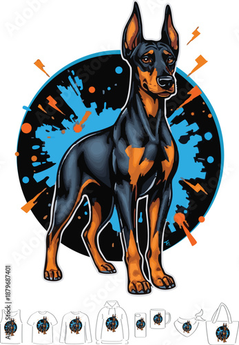 doberman, dog, picture, clipart, illustration, Design