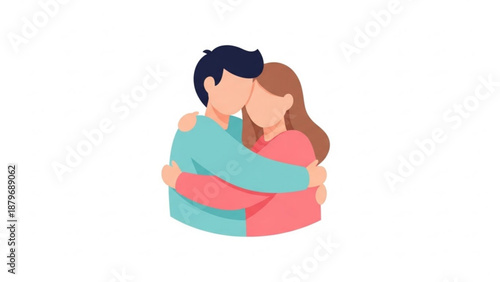 Couple embracing each other in a warm, loving gesture for Valentine's Day  