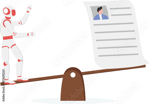 Robot Balancing Career Resume on Seesaw Scale