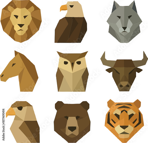 Geometric animal silhouettes collection featuring Copilot animals in a modern illustration style