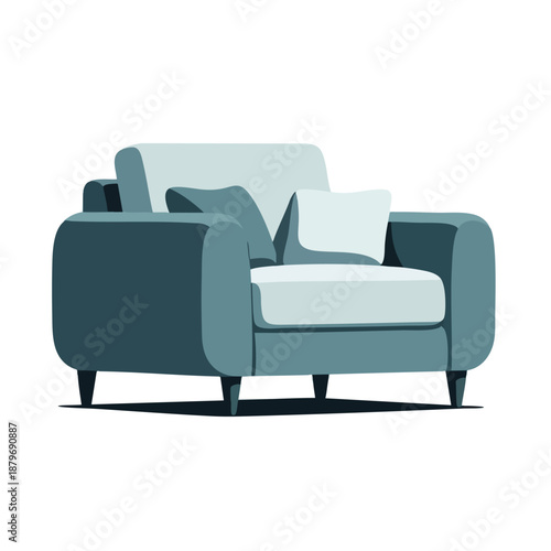 Cozy Teal Armchair with Pillows