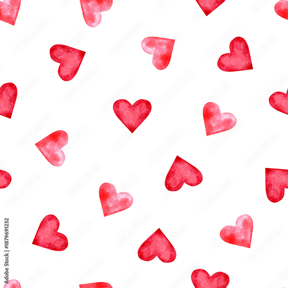 custom made wallpaper toronto digitalA seamless pattern on a white background with burgundy and red hearts, hand-drawn in watercolor. Perfect for fabric design, invitation printing, and Valentine's Day scrapbooking.
