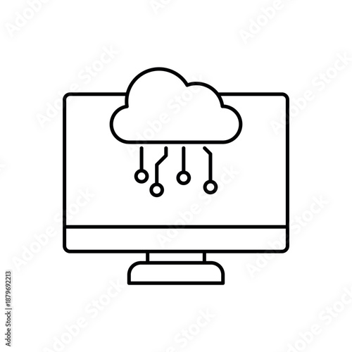 Icon a Web3 cloud technology on monitor, isolated against a clean background.