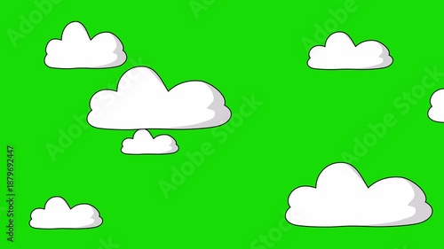 animated video of clouds walking with a green screen