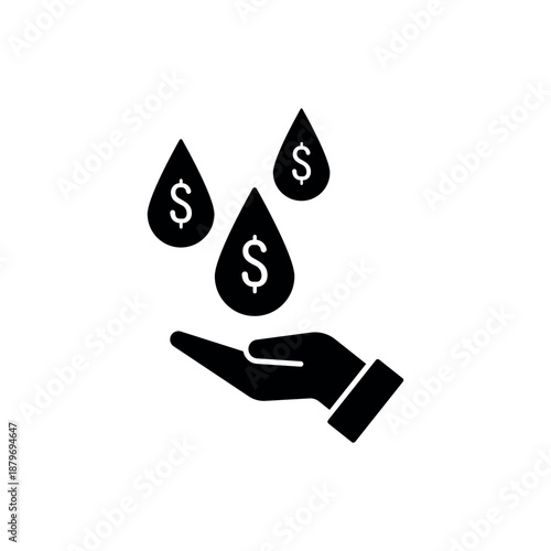 Icon a Liquidity pool drops on hand, isolated against a clean background