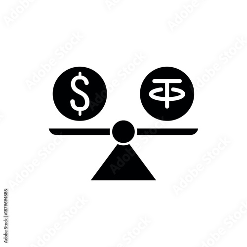 Icon a Stable coin balance on scale, isolated against a clean background.
