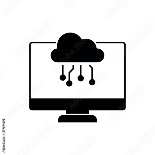 Icon a Web3 cloud technology on monitor, isolated against a clean background.
