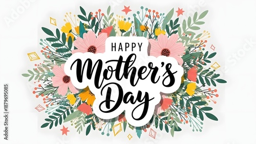 Happy mother's day floral greeting card