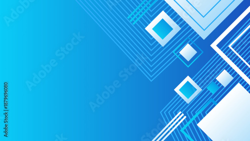 Blue geometric abstract background with layered square lines