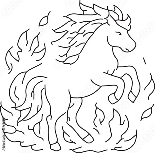 sketch art fore horse standing 