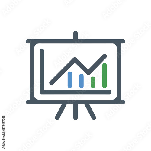 Graph presentation chart on easel isolated business concept
